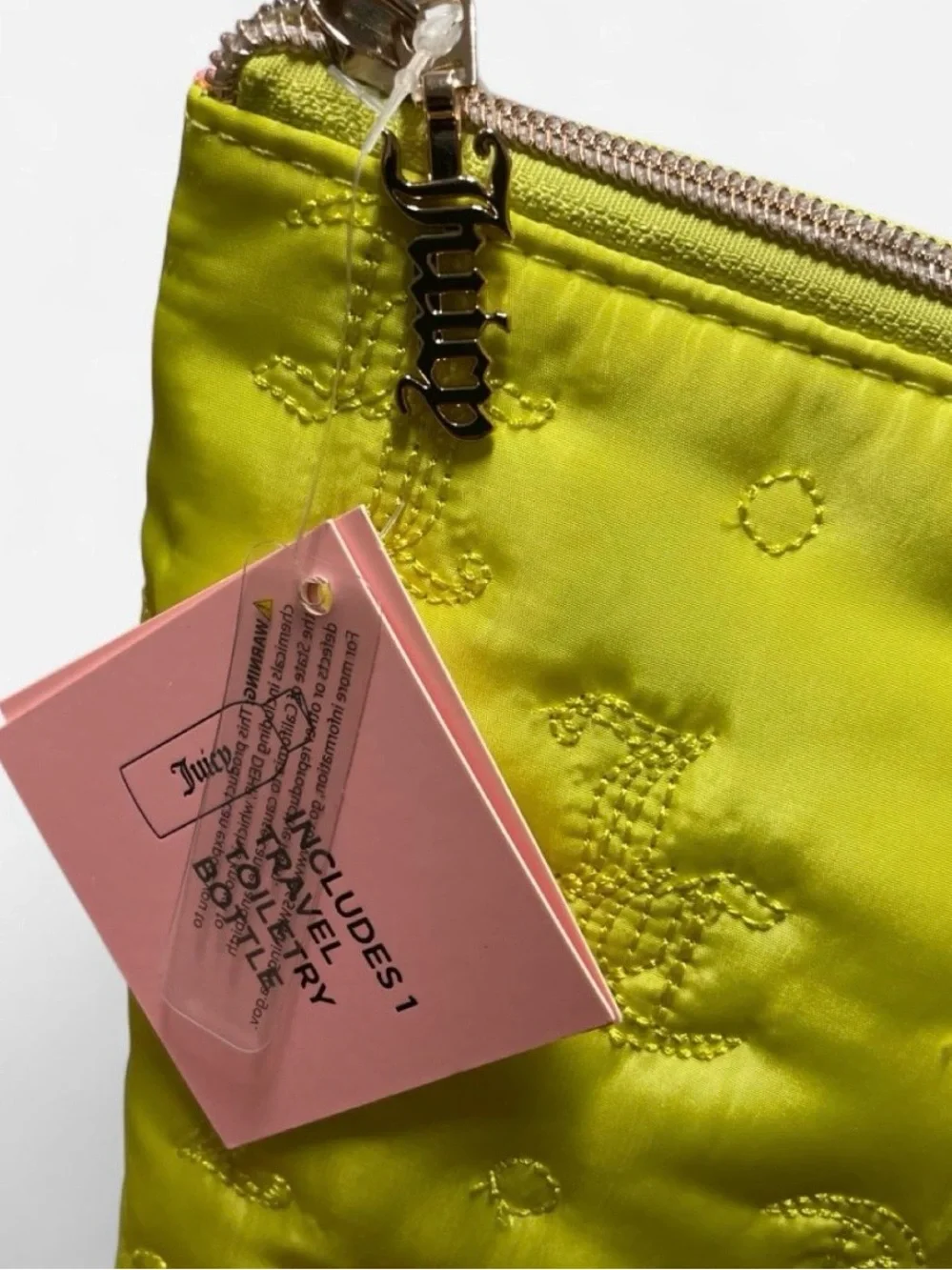 Juicy Couture Bright Yellow Gold Logo Zip cosmetic pouch